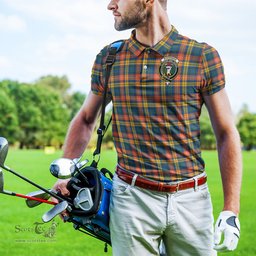 Scottish Buchanan Ancient Tartan Mens Polo Shirt with Family Crest Scottish Polo Shirt Scottish Plaid Tartan Plaid - ScotsTee - scotstee.com