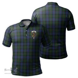 Scottish Baird Tartan Mens Polo Shirt with Family Crest Scottish Polo Shirt Scottish Plaid Tartan Plaid - ScotsTee - scotstee.com