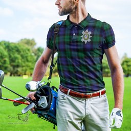 Scottish Black Watch Modern Tartan Mens Polo Shirt with Family Crest Scottish Polo Shirt Scottish Plaid Tartan Plaid - ScotsTee - scotstee.com