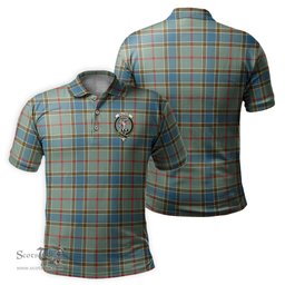 Scottish Balfour Blue Tartan Mens Polo Shirt with Family Crest Scottish Polo Shirt Scottish Plaid Tartan Plaid - ScotsTee - scotstee.com
