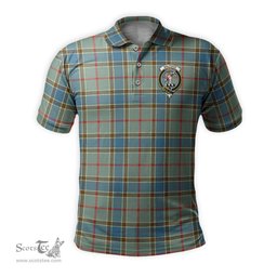 Scottish Balfour Blue Tartan Mens Polo Shirt with Family Crest Scottish Polo Shirt Scottish Plaid Tartan Plaid - ScotsTee - scotstee.com
