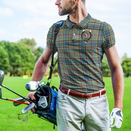 Scottish Balfour Blue Tartan Mens Polo Shirt with Family Crest Scottish Polo Shirt Scottish Plaid Tartan Plaid - ScotsTee - scotstee.com