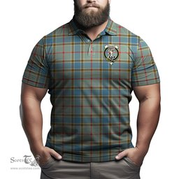 Scottish Balfour Blue Tartan Mens Polo Shirt with Family Crest Scottish Polo Shirt Scottish Plaid Tartan Plaid - ScotsTee - scotstee.com