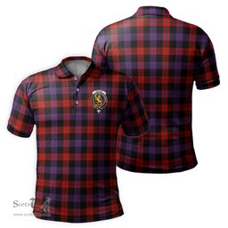 Scottish Broun Modern Tartan Mens Polo Shirt with Family Crest Scottish Polo Shirt Scottish Plaid Tartan Plaid - ScotsTee - scotstee.com