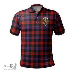 Scottish Broun Modern Tartan Mens Polo Shirt with Family Crest Scottish Polo Shirt Scottish Plaid Tartan Plaid - ScotsTee - scotstee.com