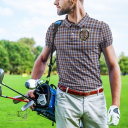 Scottish Boswell Tartan Mens Polo Shirt with Family Crest Scottish Polo Shirt Scottish Plaid Tartan Plaid - ScotsTee - scotstee.com