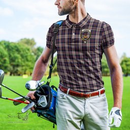Scottish Cameron of Erracht Dress Tartan Mens Polo Shirt with Family Crest Scottish Polo Shirt Scottish Plaid Tartan Plaid - ScotsTee - scotstee.com