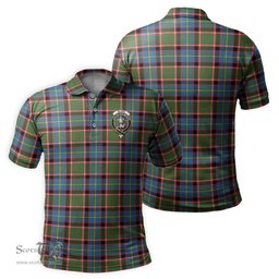 Scottish Glass Tartan Mens Polo Shirt with Family Crest Scottish Polo Shirt Scottish Plaid Tartan Plaid - ScotsTee - scotstee.com