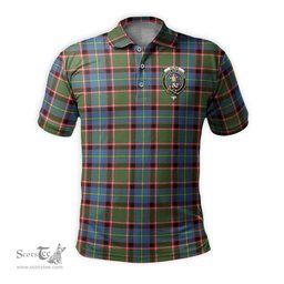 Scottish Glass Tartan Mens Polo Shirt with Family Crest Scottish Polo Shirt Scottish Plaid Tartan Plaid - ScotsTee - scotstee.com