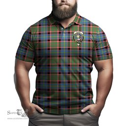 Scottish Glass Tartan Mens Polo Shirt with Family Crest Scottish Polo Shirt Scottish Plaid Tartan Plaid - ScotsTee - scotstee.com