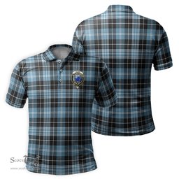 Scottish Clark (Lion) Ancient Tartan Mens Polo Shirt with Family Crest Scottish Polo Shirt Scottish Plaid Tartan Plaid - ScotsTee - scotstee.com
