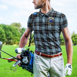 Scottish Clark (Lion) Ancient Tartan Mens Polo Shirt with Family Crest Scottish Polo Shirt Scottish Plaid Tartan Plaid - ScotsTee - scotstee.com
