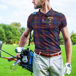 Scottish Chisholm Hunting Modern Tartan Mens Polo Shirt with Family Crest Scottish Polo Shirt Scottish Plaid Tartan Plaid - ScotsTee - scotstee.com