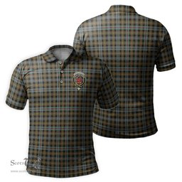 Scottish Farquharson Weathered Tartan Mens Polo Shirt with Family Crest Scottish Polo Shirt Scottish Plaid Tartan Plaid - ScotsTee - scotstee.com