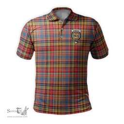 Scottish Drummond of Strathallan Modern Tartan Mens Polo Shirt with Family Crest Scottish Polo Shirt Scottish Plaid Tartan Plaid - ScotsTee - scotstee.com