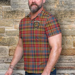 Scottish Drummond of Strathallan Modern Tartan Mens Polo Shirt with Family Crest Scottish Polo Shirt Scottish Plaid Tartan Plaid - ScotsTee - scotstee.com
