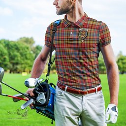 Scottish Drummond of Strathallan Modern Tartan Mens Polo Shirt with Family Crest Scottish Polo Shirt Scottish Plaid Tartan Plaid - ScotsTee - scotstee.com