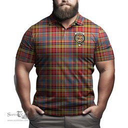 Scottish Drummond of Strathallan Modern Tartan Mens Polo Shirt with Family Crest Scottish Polo Shirt Scottish Plaid Tartan Plaid - ScotsTee - scotstee.com
