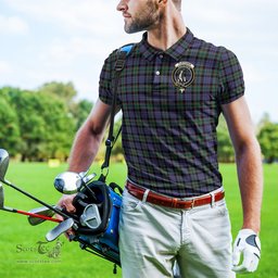 Scottish Fletcher Modern Tartan Mens Polo Shirt with Family Crest Scottish Polo Shirt Scottish Plaid Tartan Plaid - ScotsTee - scotstee.com