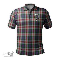 Scottish Fraser Red Dress Tartan Mens Polo Shirt with Family Crest Scottish Polo Shirt Scottish Plaid Tartan Plaid - ScotsTee - scotstee.com