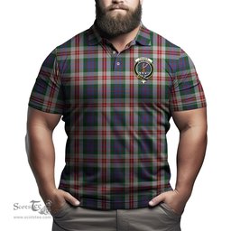 Scottish Fraser Red Dress Tartan Mens Polo Shirt with Family Crest Scottish Polo Shirt Scottish Plaid Tartan Plaid - ScotsTee - scotstee.com