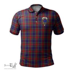 Scottish Clark (Lion) Red Tartan Mens Polo Shirt with Family Crest Scottish Polo Shirt Scottish Plaid Tartan Plaid - ScotsTee - scotstee.com