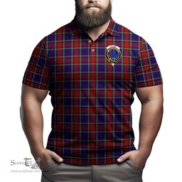 Scottish Clark (Lion) Red Tartan Mens Polo Shirt with Family Crest Scottish Polo Shirt Scottish Plaid Tartan Plaid - ScotsTee - scotstee.com