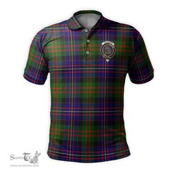 Scottish Chalmers Modern Tartan Mens Polo Shirt with Family Crest Scottish Polo Shirt Scottish Plaid Tartan Plaid - ScotsTee - scotstee.com