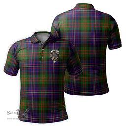 Scottish Chalmers Modern Tartan Mens Polo Shirt with Family Crest Scottish Polo Shirt Scottish Plaid Tartan Plaid - ScotsTee - scotstee.com
