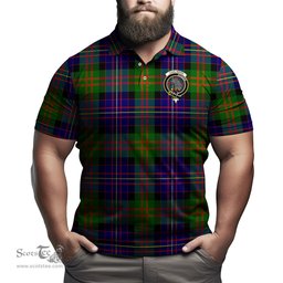 Scottish Chalmers Modern Tartan Mens Polo Shirt with Family Crest Scottish Polo Shirt Scottish Plaid Tartan Plaid - ScotsTee - scotstee.com
