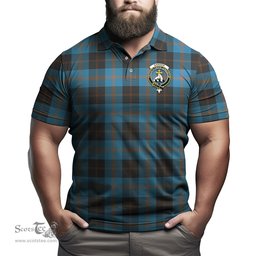 Scottish Garden Tartan Mens Polo Shirt with Family Crest Scottish Polo Shirt Scottish Plaid Tartan Plaid - ScotsTee - scotstee.com