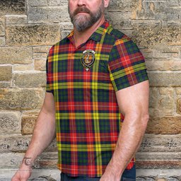 Scottish Dewar Tartan Mens Polo Shirt with Family Crest Scottish Polo Shirt Scottish Plaid Tartan Plaid - ScotsTee - scotstee.com