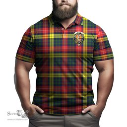 Scottish Dewar Tartan Mens Polo Shirt with Family Crest Scottish Polo Shirt Scottish Plaid Tartan Plaid - ScotsTee - scotstee.com