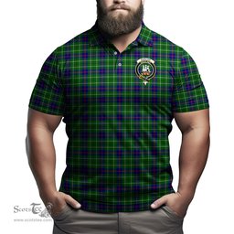 Scottish Duncan Modern Tartan Mens Polo Shirt with Family Crest Scottish Polo Shirt Scottish Plaid Tartan Plaid - ScotsTee - scotstee.com