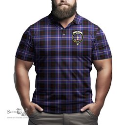 Scottish Dunlop Modern Tartan Mens Polo Shirt with Family Crest Scottish Polo Shirt Scottish Plaid Tartan Plaid - ScotsTee - scotstee.com