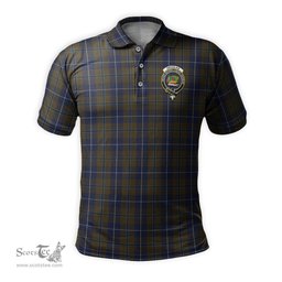 Scottish Douglas Brown Tartan Mens Polo Shirt with Family Crest Scottish Polo Shirt Scottish Plaid Tartan Plaid - ScotsTee - scotstee.com