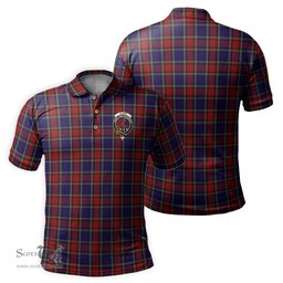 Scottish Clark Red Tartan Mens Polo Shirt with Family Crest Scottish Polo Shirt Scottish Plaid Tartan Plaid - ScotsTee - scotstee.com