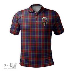 Scottish Clark Red Tartan Mens Polo Shirt with Family Crest Scottish Polo Shirt Scottish Plaid Tartan Plaid - ScotsTee - scotstee.com