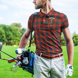 Scottish Chisholm Ancient Tartan Mens Polo Shirt with Family Crest Scottish Polo Shirt Scottish Plaid Tartan Plaid - ScotsTee - scotstee.com