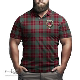Scottish Crawford Modern Tartan Mens Polo Shirt with Family Crest Scottish Polo Shirt Scottish Plaid Tartan Plaid - ScotsTee - scotstee.com