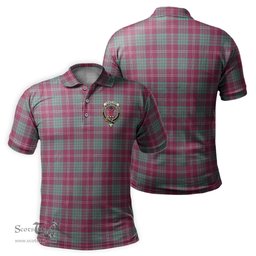 Scottish Crawford Ancient Tartan Mens Polo Shirt with Family Crest Scottish Polo Shirt Scottish Plaid Tartan Plaid - ScotsTee - scotstee.com