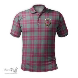 Scottish Crawford Ancient Tartan Mens Polo Shirt with Family Crest Scottish Polo Shirt Scottish Plaid Tartan Plaid - ScotsTee - scotstee.com