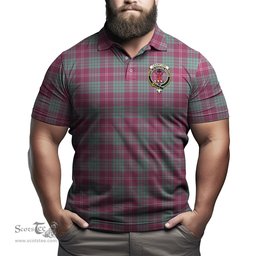 Scottish Crawford Ancient Tartan Mens Polo Shirt with Family Crest Scottish Polo Shirt Scottish Plaid Tartan Plaid - ScotsTee - scotstee.com
