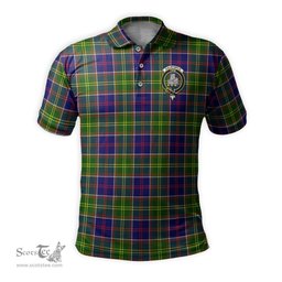 Scottish Dalrymple Tartan Mens Polo Shirt with Family Crest Scottish Polo Shirt Scottish Plaid Tartan Plaid - ScotsTee - scotstee.com