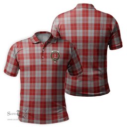 Scottish Erskine Red Tartan Mens Polo Shirt with Family Crest Scottish Polo Shirt Scottish Plaid Tartan Plaid - ScotsTee - scotstee.com