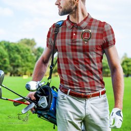 Scottish Erskine Red Tartan Mens Polo Shirt with Family Crest Scottish Polo Shirt Scottish Plaid Tartan Plaid - ScotsTee - scotstee.com