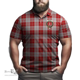 Scottish Erskine Red Tartan Mens Polo Shirt with Family Crest Scottish Polo Shirt Scottish Plaid Tartan Plaid - ScotsTee - scotstee.com