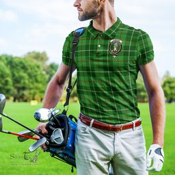 Scottish Clephan Tartan Mens Polo Shirt with Family Crest Scottish Polo Shirt Scottish Plaid Tartan Plaid - ScotsTee - scotstee.com