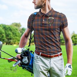 Scottish Fraser Hunting Modern Tartan Mens Polo Shirt with Family Crest Scottish Polo Shirt Scottish Plaid Tartan Plaid - ScotsTee - scotstee.com