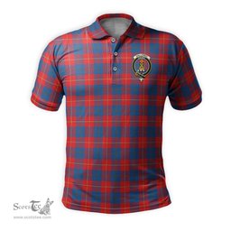 Scottish Galloway Red Tartan Mens Polo Shirt with Family Crest Scottish Polo Shirt Scottish Plaid Tartan Plaid - ScotsTee - scotstee.com